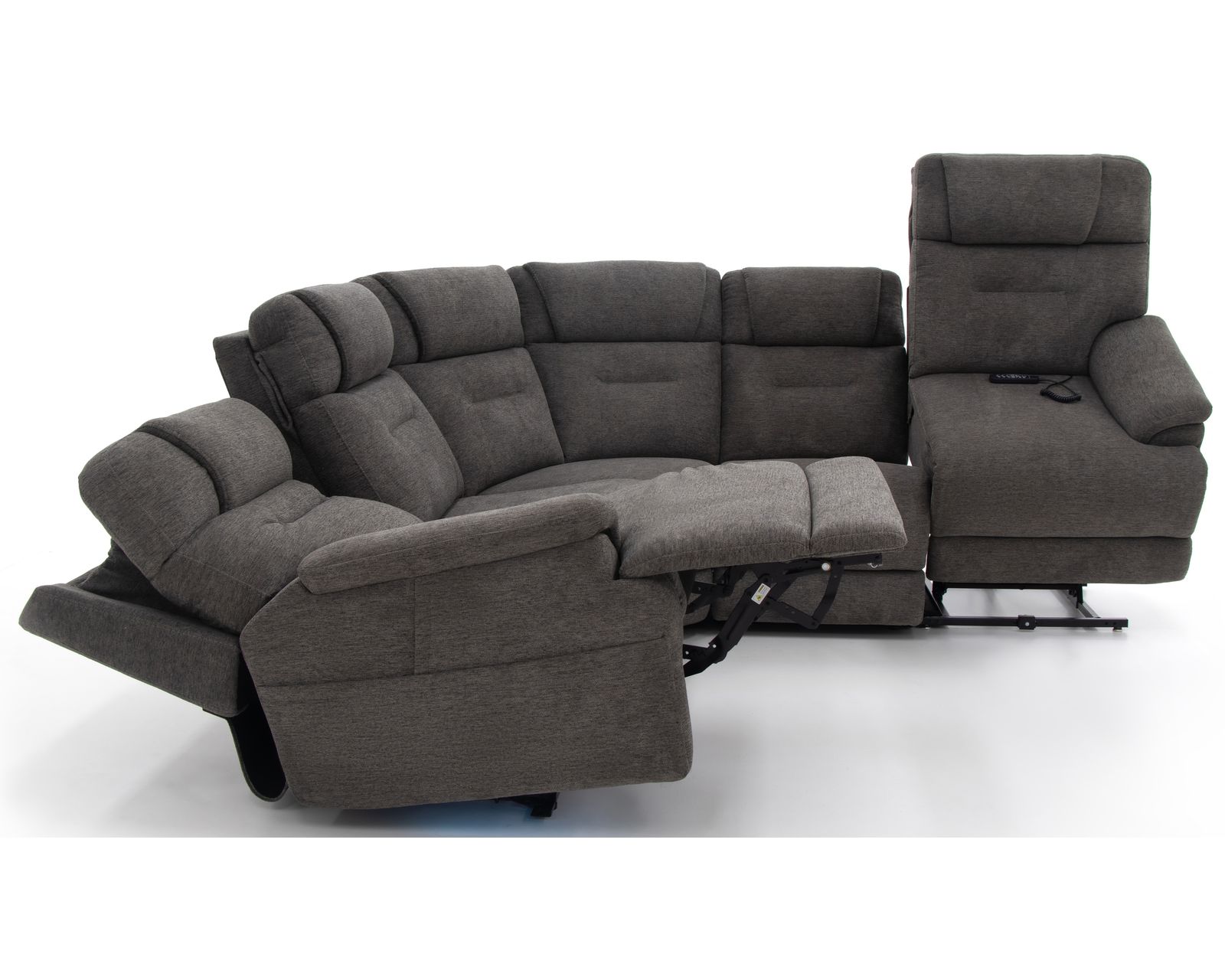 Zofa Zecliner LIFT Power Sleep Modular Sectional with Power Headrest, Lumbar, Heat, & Massage - Layout E: Five Piece Reclining Sectional 105" x 105" (2 lift recliners)