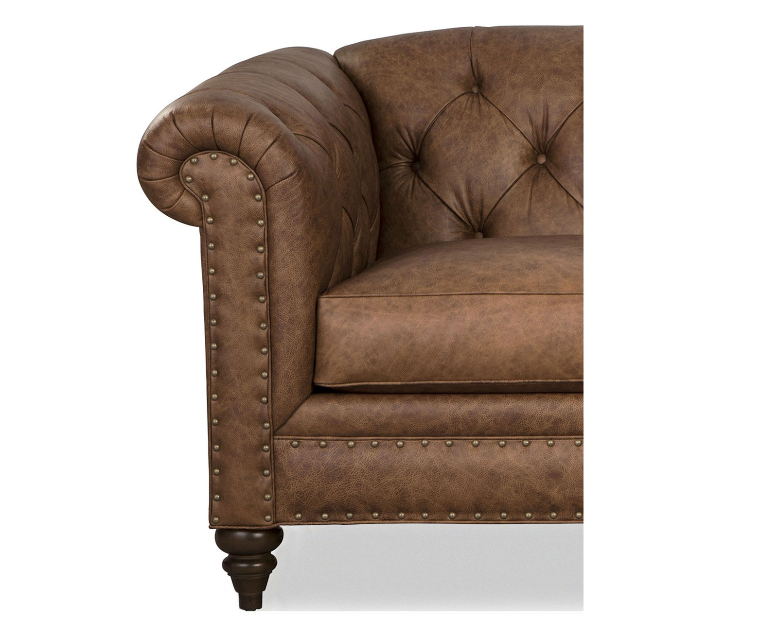 Chesterfield L7431 Leather Sofa (+40 leathers) 88" and 99" - Tall turned legs and nail head trim, add a touch of elegance to the overall design