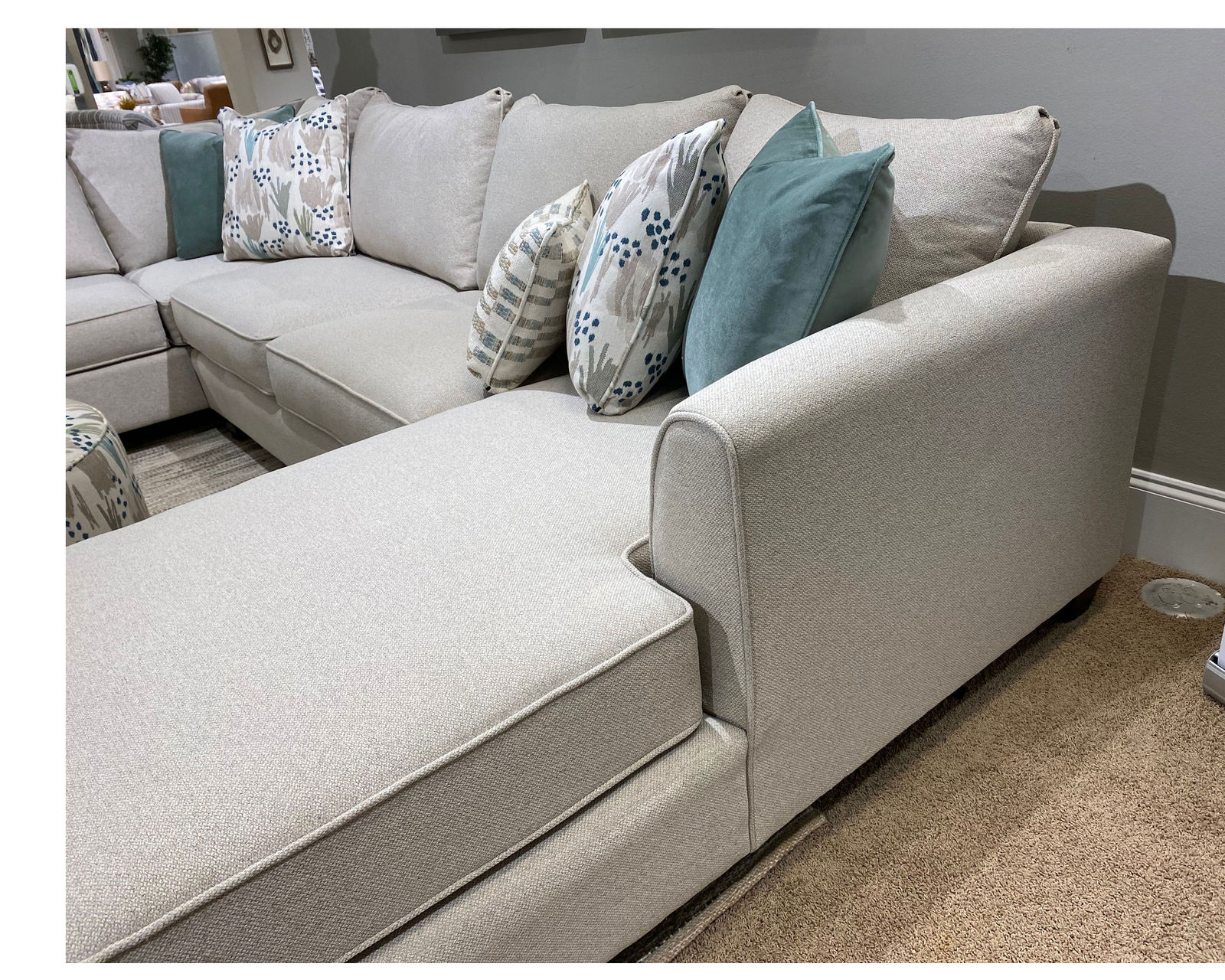 Wendy Linen Stationary Sectional (Includes Pillows) - Includes all pillows - chaise available left or right side