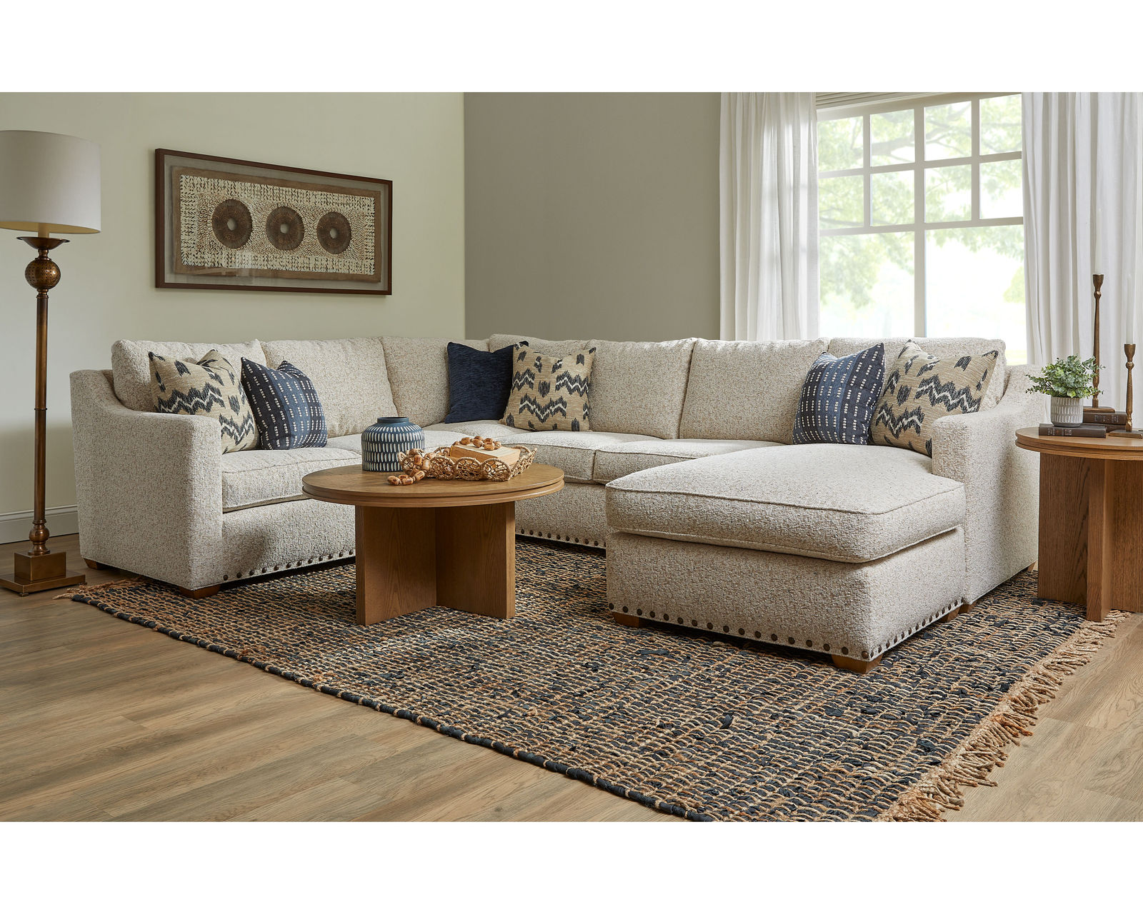 Milo 7050 Stationary Sectional  (+100 fabrics) - Layout F: Four Piece Sectional 97" x 127" x 69"