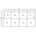 Layout G: Eight Piece Sectional 80" x 160" x 80" (square ottoman)