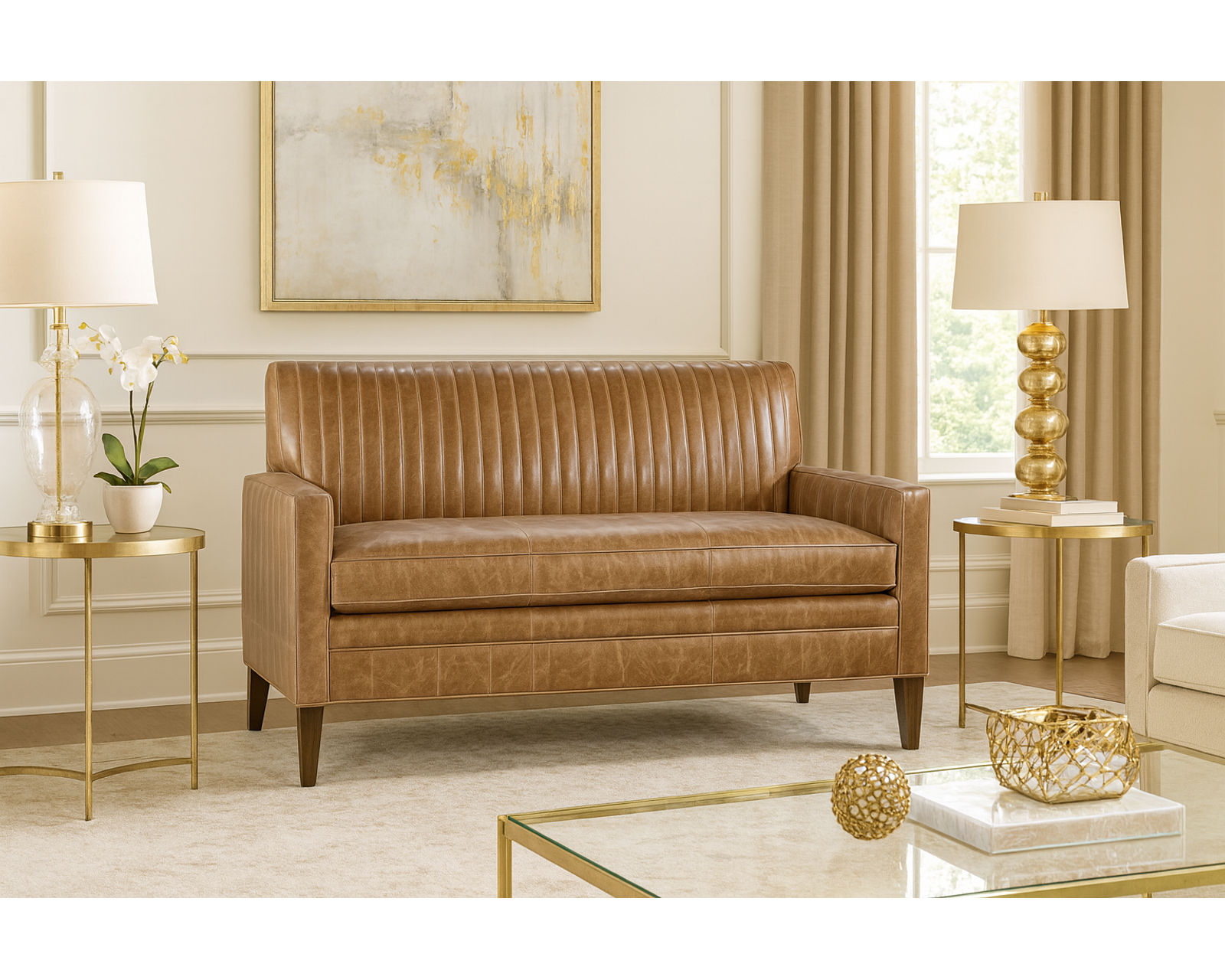 Bradington Young Barnabus 486 Bench Seat Sofa (12 leathers) 8-Way Hand Tie - Barnabus Stationary Loveseat 8-Way Hand Tie