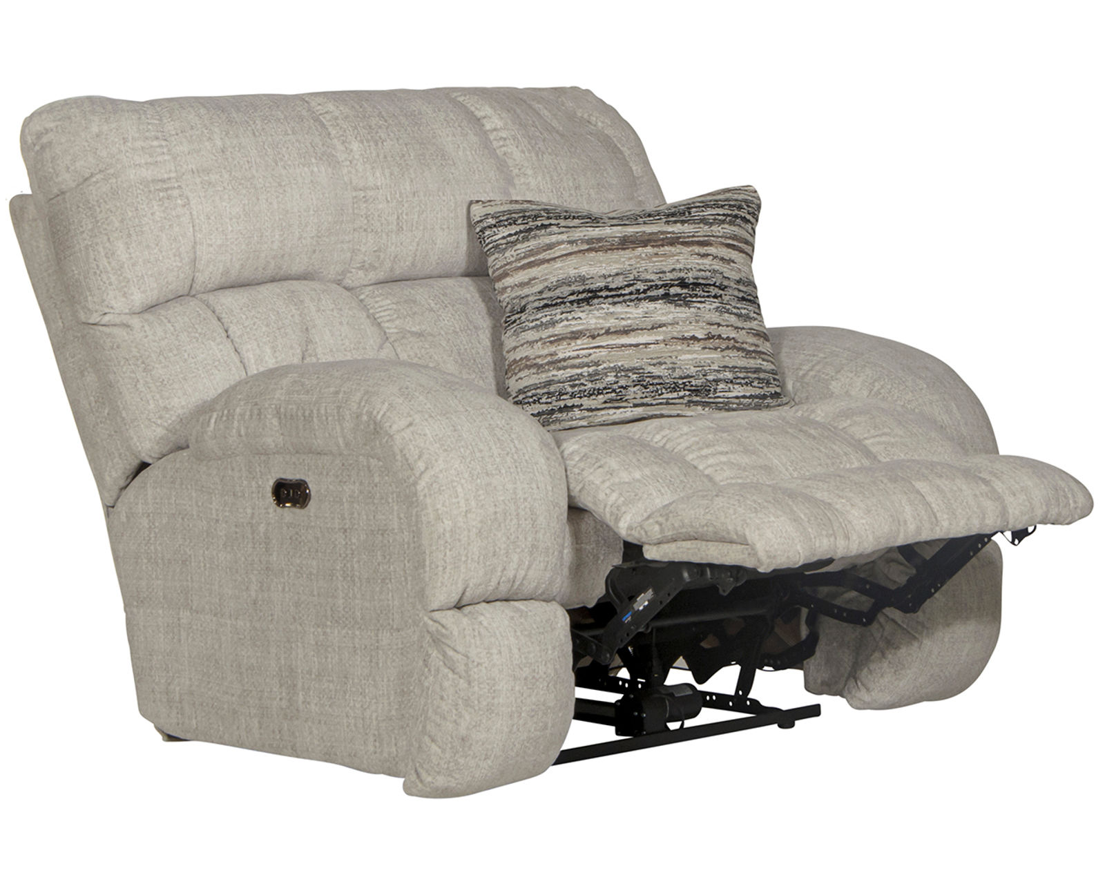 Ashland 93" Power Lay Flat Wide Seat Double Reclining Sofa (two colors) - Shown in Fabric Color Buff