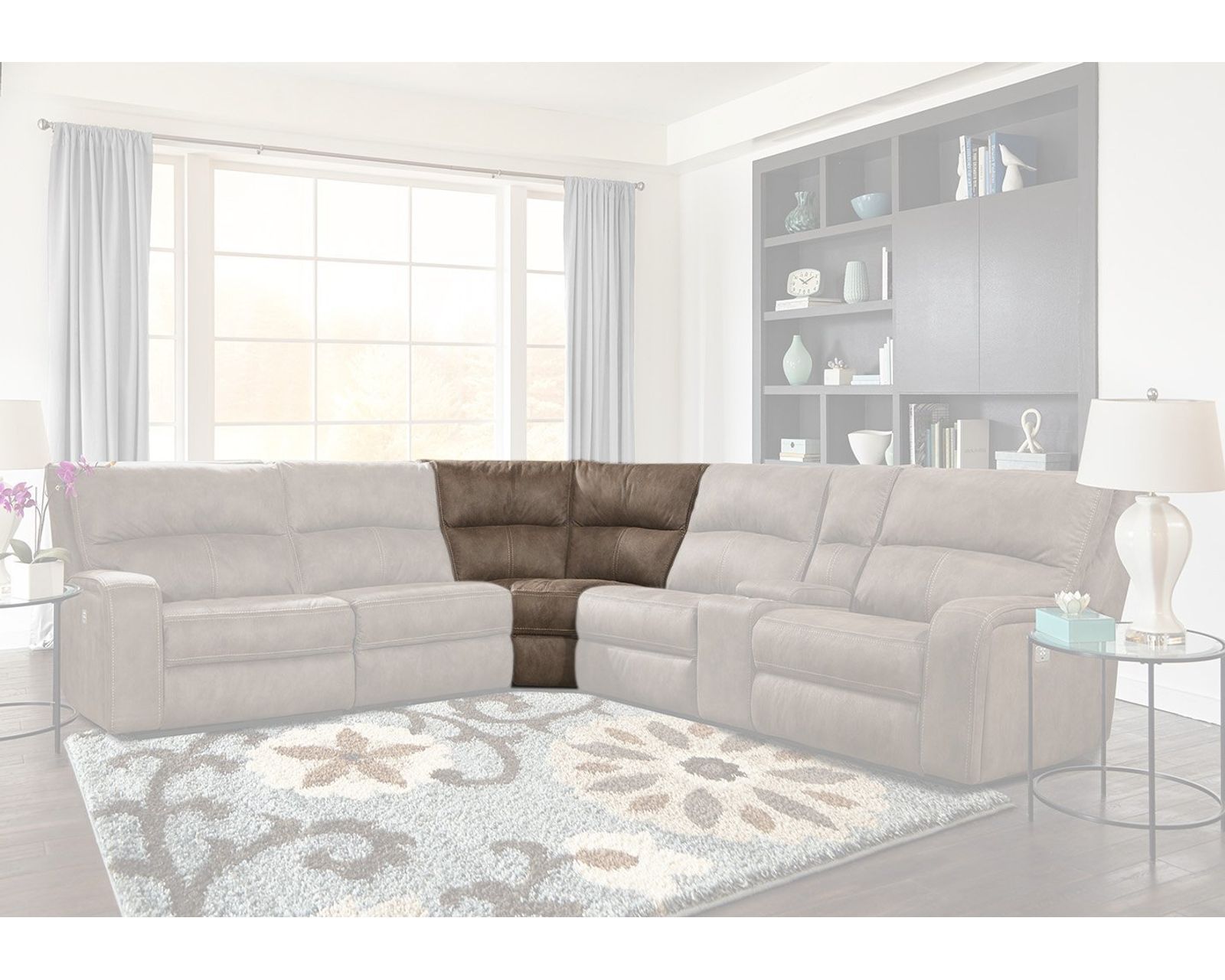 Polaris Power Headrest Power Reclining Sectional Kahlua (In stock - Fast shipping) - Corner Wedge