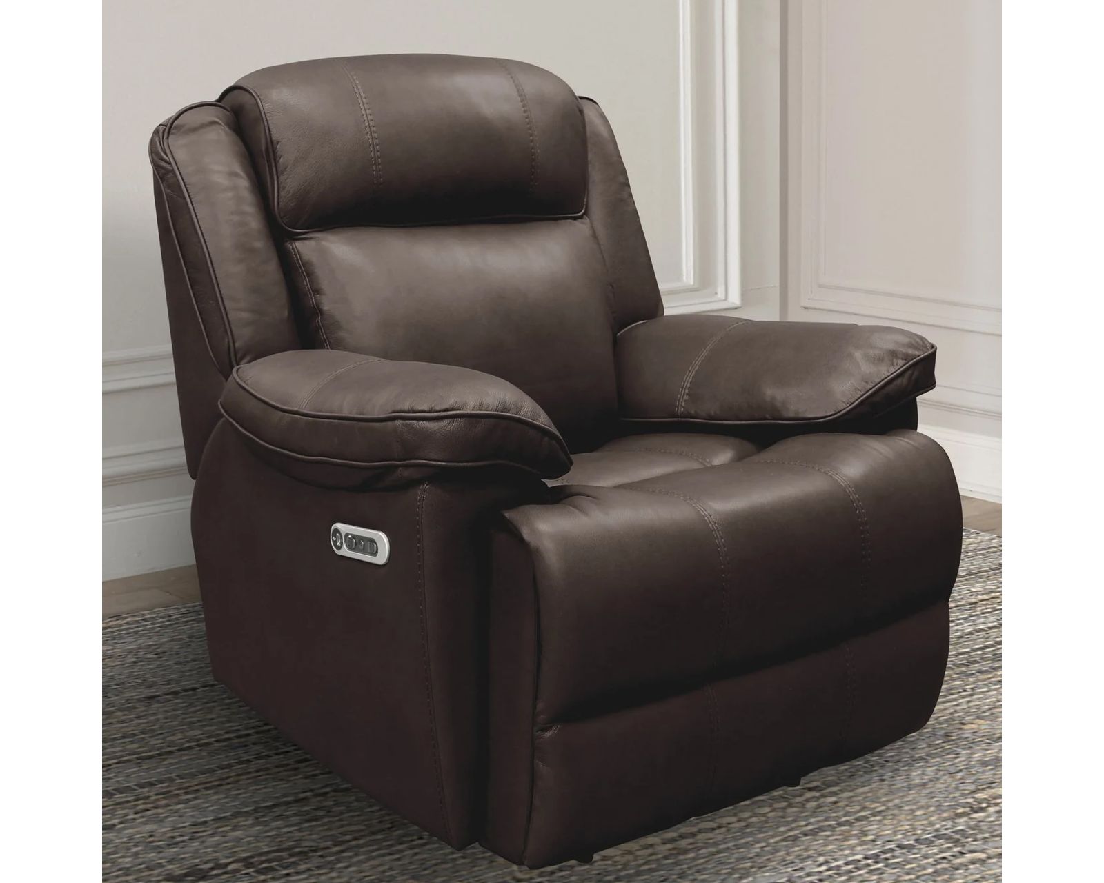 Eclipse Leather 86" Power Headrest Power Reclining Sofa Brown (In stock - Fast shipping) - Eclipse Power Headrest Power Recliner