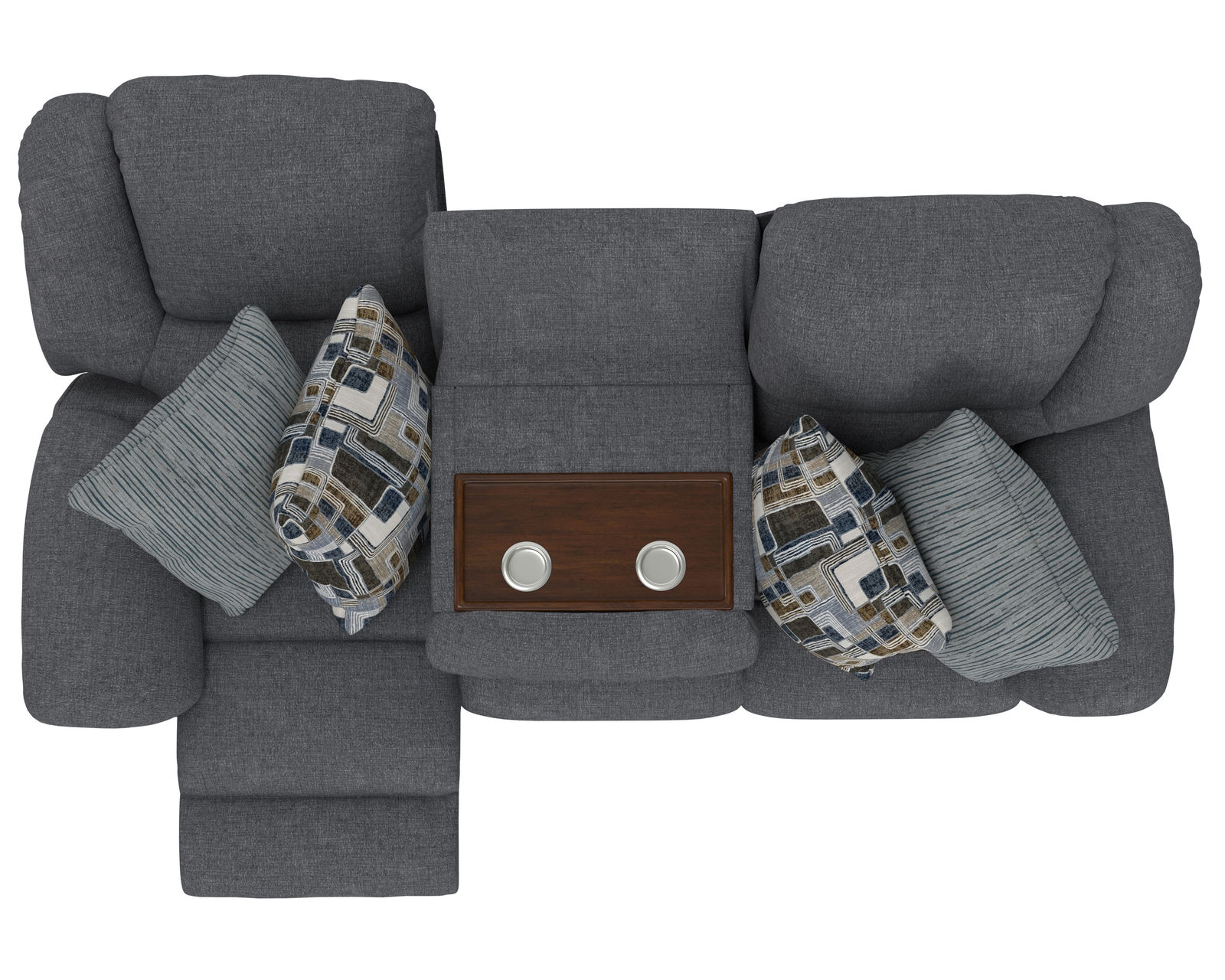 Trifecta 165 Triple Reclining Sofa with Drop Down Table (+2 colors) 90" - Center drop down table with cupholders