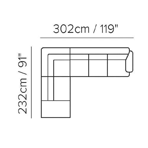 Layout C: Four Piece Sectional - 91" x 119"