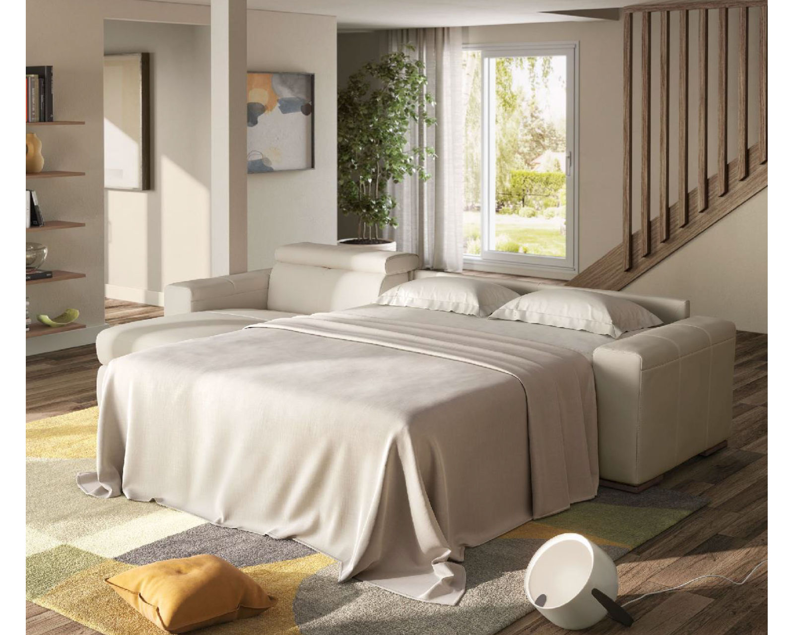 Piacevole C161 Sleeper Sectional (+50 leathers) - Layout B: Two Piece Full Size Sleeper Sectional 64" x 118" 