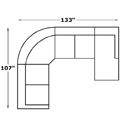 Layout J: Four Piece Sectional 107" x 133"