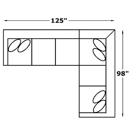 Layout E: Two Piece Sectional 125" x 98"