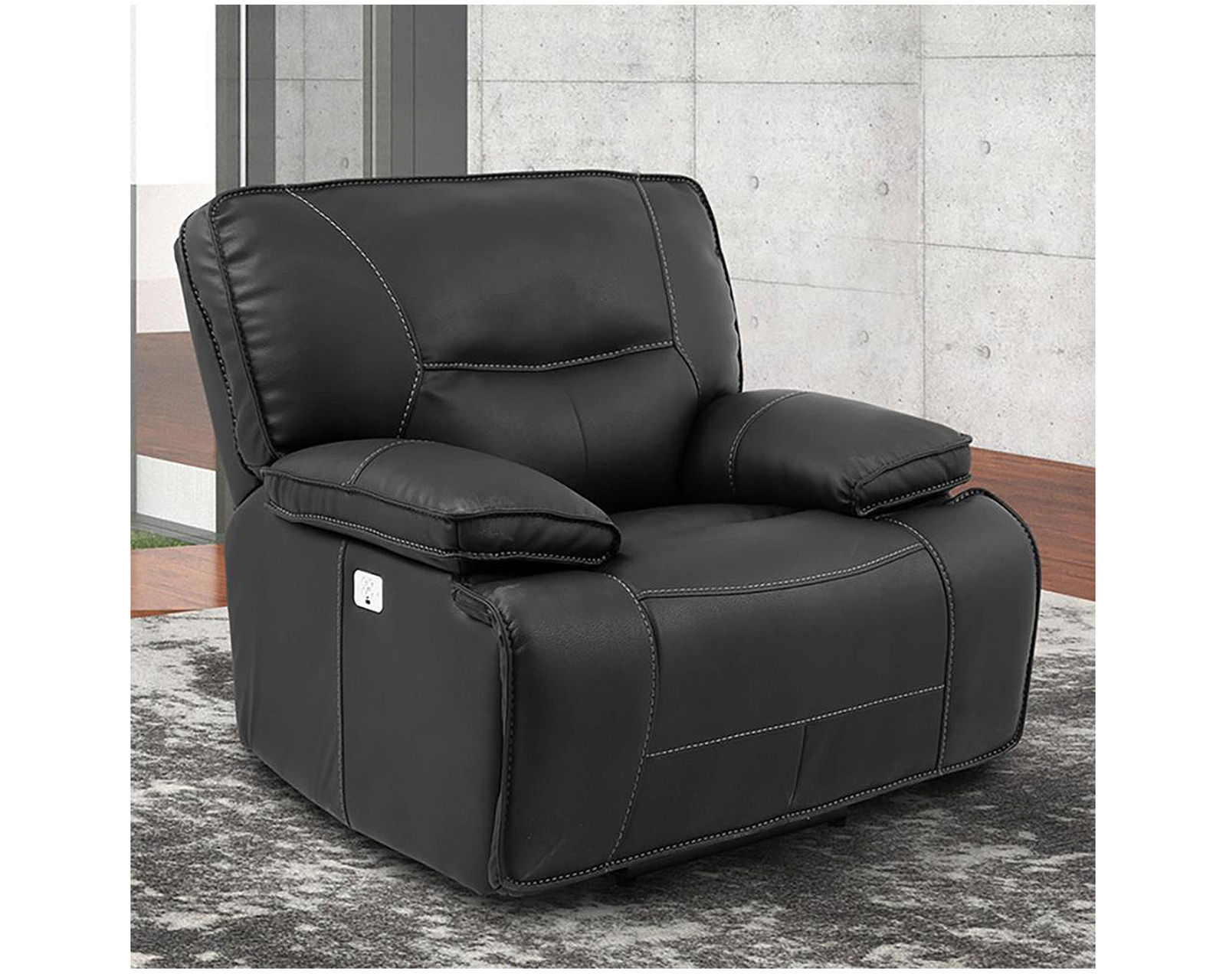 Spartacus 87" Power Headrest Power Reclining Sofa Black (In stock - Fast shipping) - Spartacus Black Power Headrest Power Recliner
