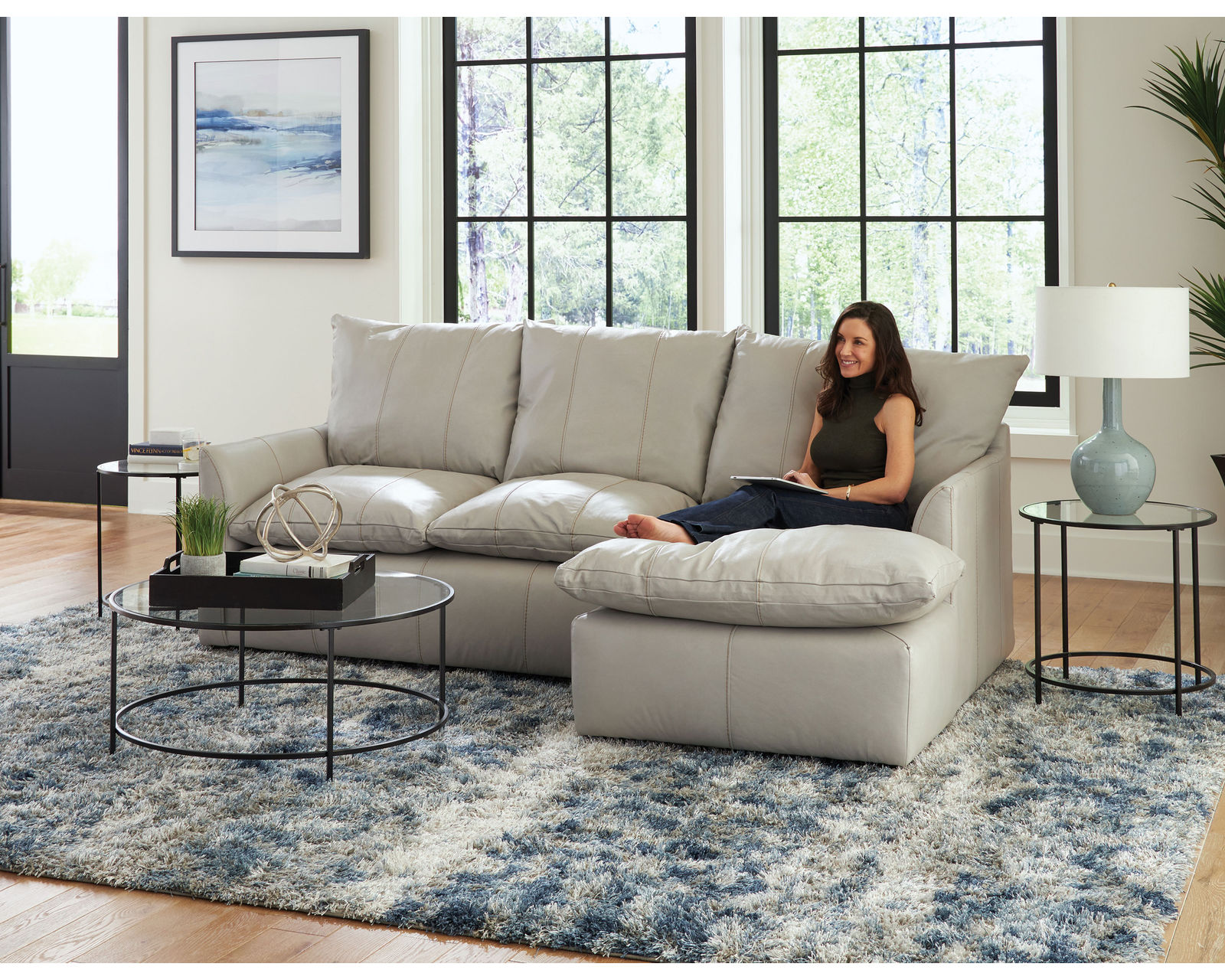 Ciampino Top Grain Modular Leather Sectional (exceptional comfort) - Ciampino LSF Loveseat and RSF Chaise