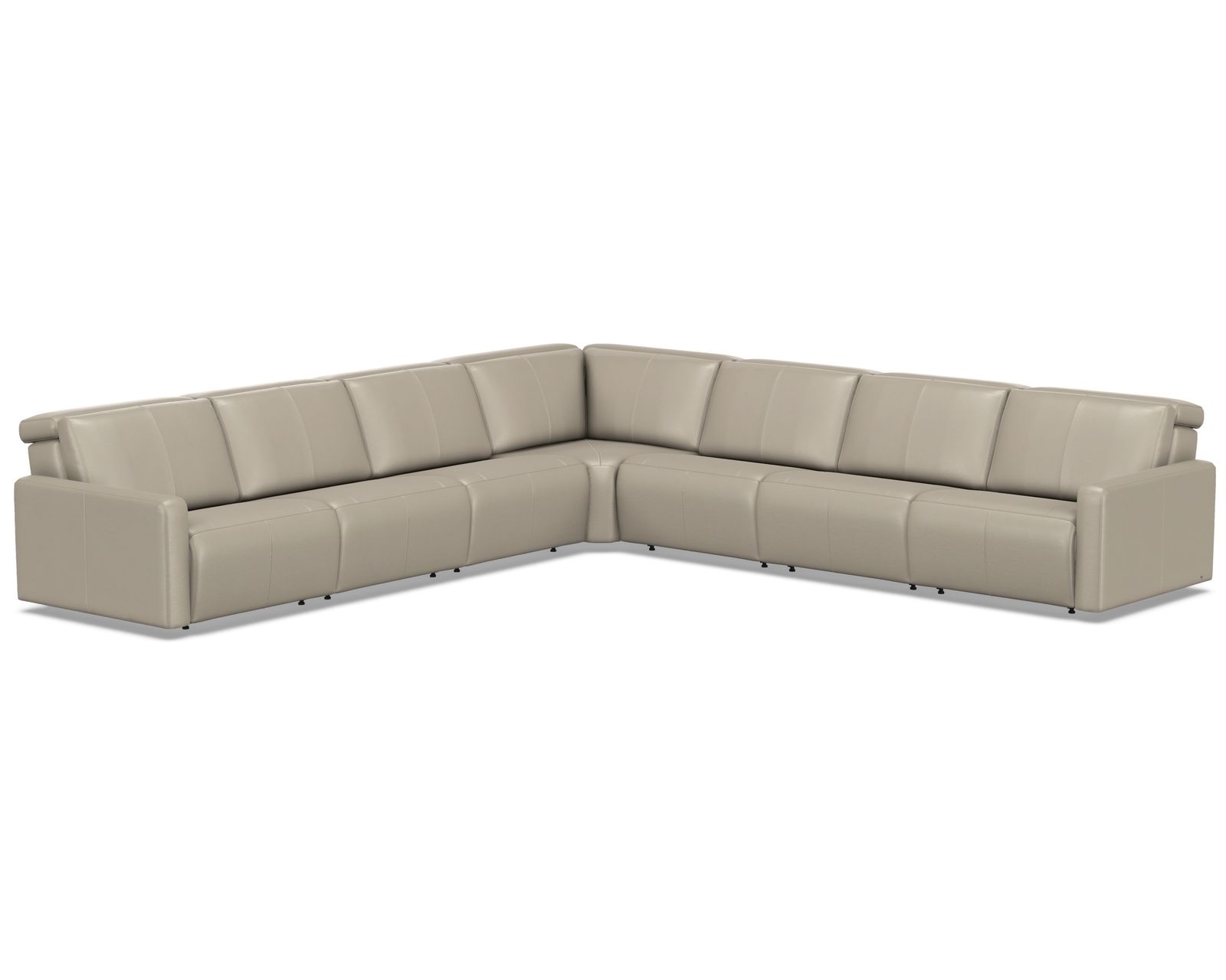 Patty 3002 Power Headrest Power Reclining Sectional (standard and wide width seating) +140 leathers - Layout H: Six Piece Wide Reclining Sectional 147" x 114" (3 recliners)