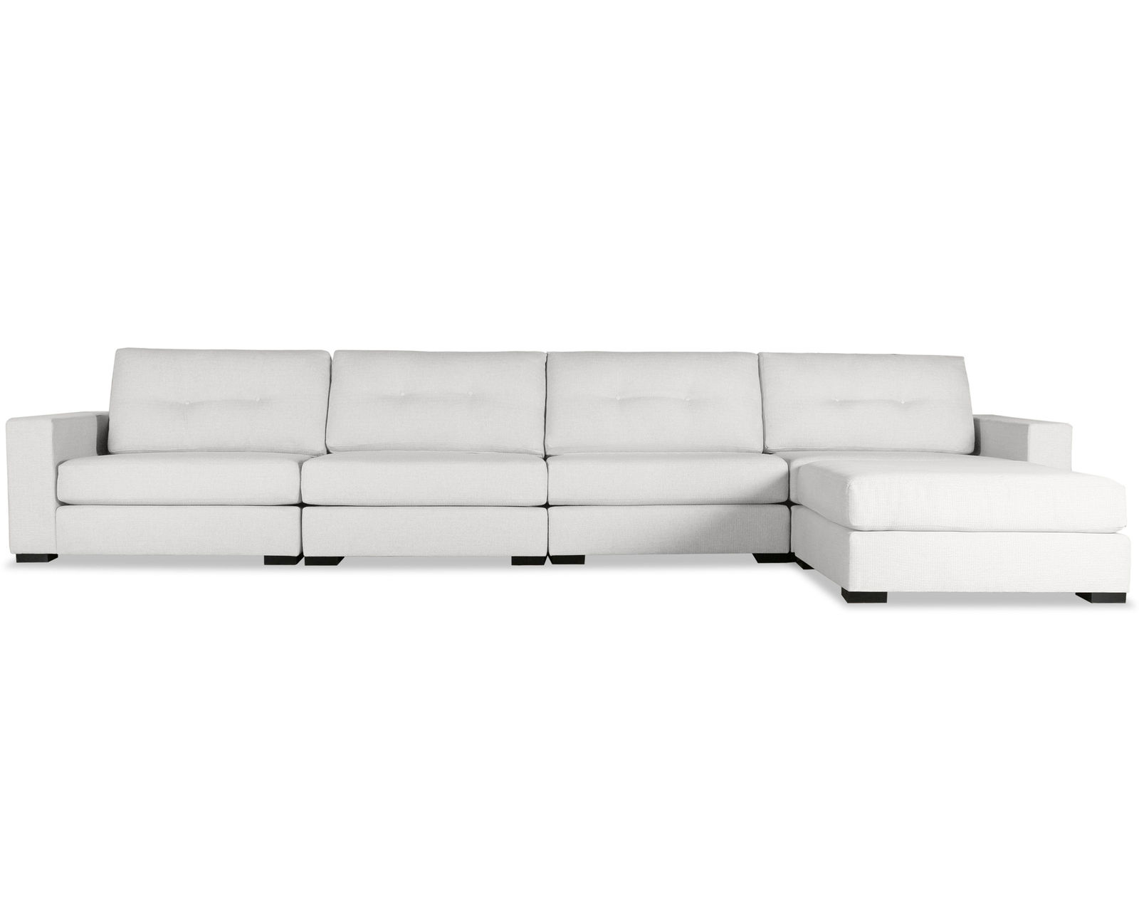 Veranda Buttoned 5 Pieces Modular Sectional w/ Chaise Left or Right (3 Colors Available) - Veranda Buttoned 5 Pieces Modular Sectional w/ Chaise Left or Right in White