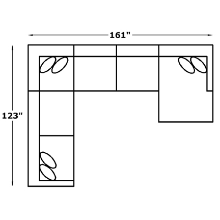 Layout C: Five Piece Sectional 123" x 161"