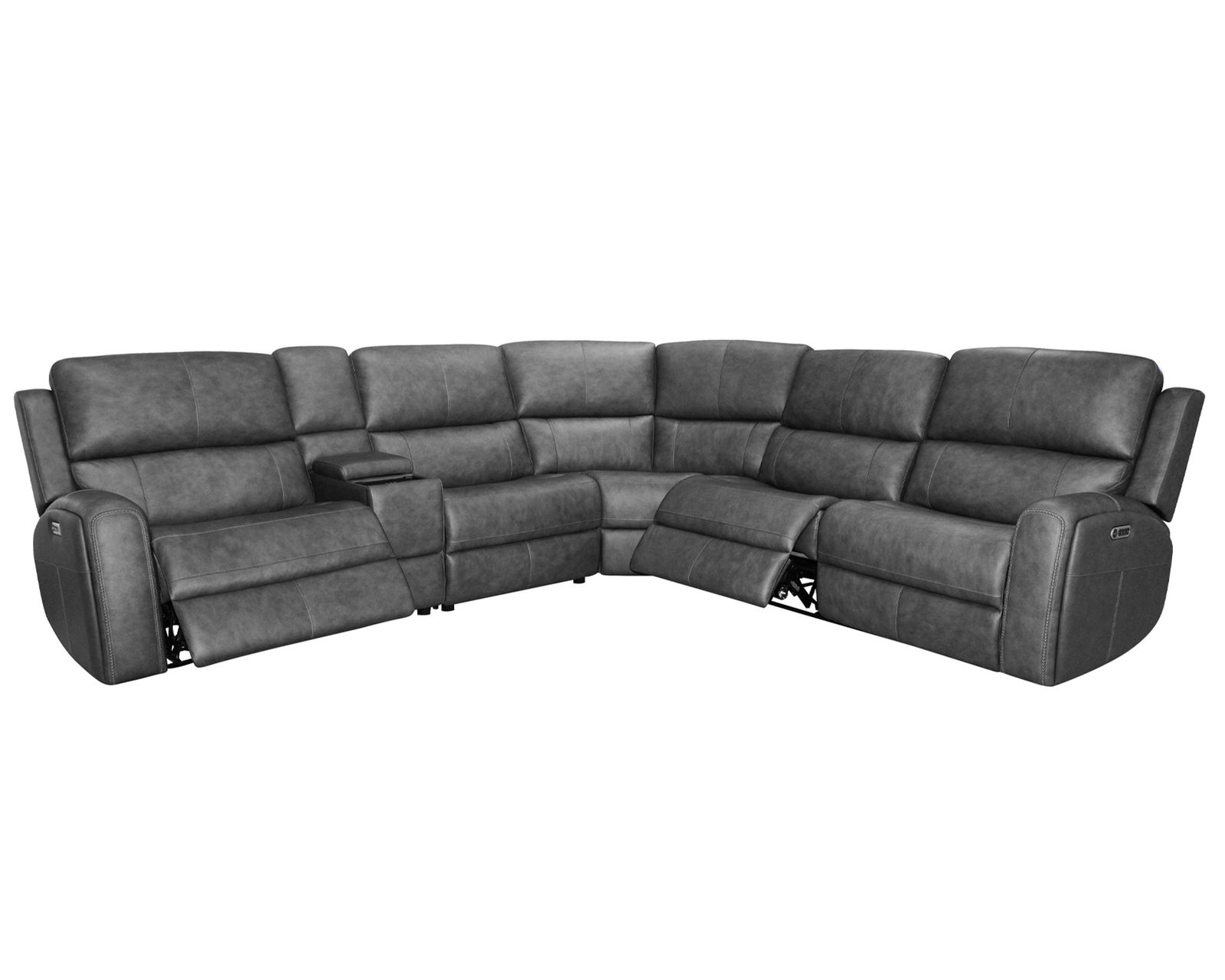 Linden 1043 Triple Power Zero Gravity Reclining Sectional (2 colors) in stock - Layout A: Six Piece Reclining Sectional 121" x 108"