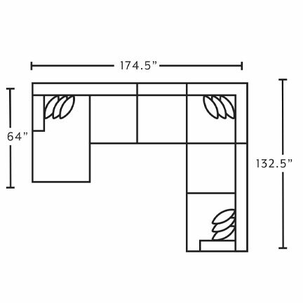 Layout E: Four Piece Sectional 64" x 174.5" x 132.5"