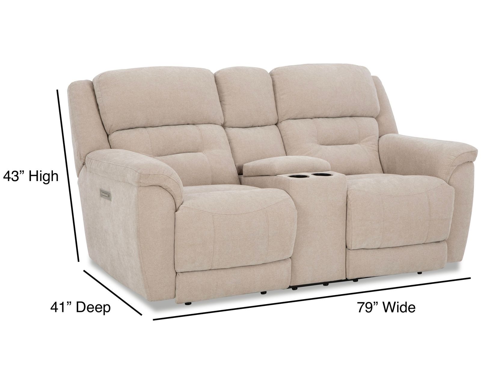 Knockout 79" Zero Gravity Triple Power Reclining Console Loveseat Tan (In stock) - Knockout 79" Zero Gravity Triple Power Reclining Console Loveseat