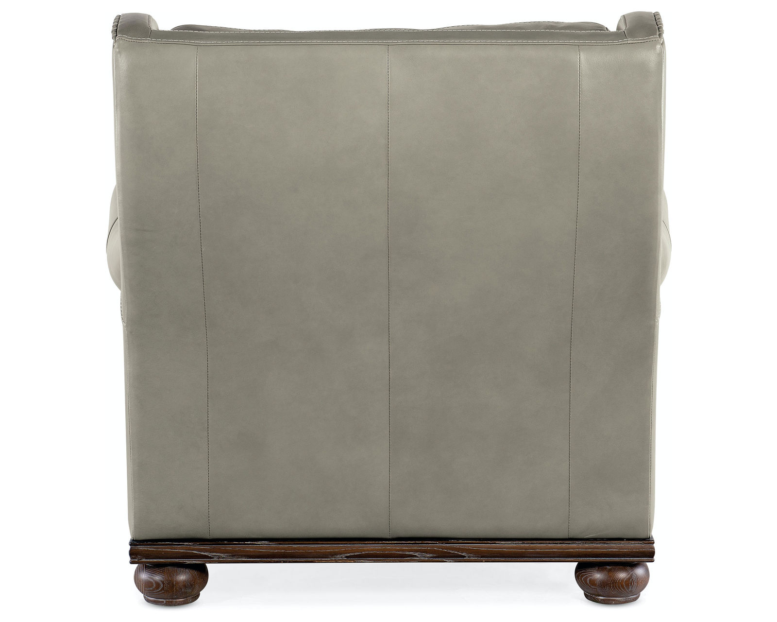William 96" Leather Sofa (Gray Leather) - Wood base with wood bun feet