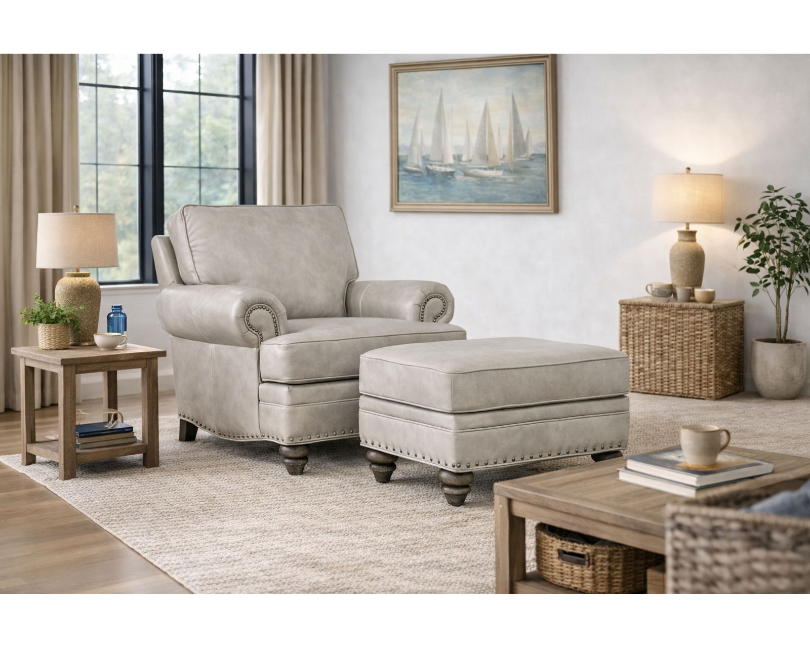 Bradington Young Carrado Sofa (12 leathers) 8-Way Hand Tie - Carrado Stationary Chair 8-Way Hand Tie