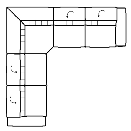 Layout I: Five Piece Sectional 126" x 126"