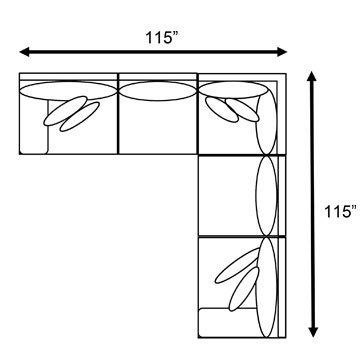 Layout F: Three Piece Sectional - 115" x 115"