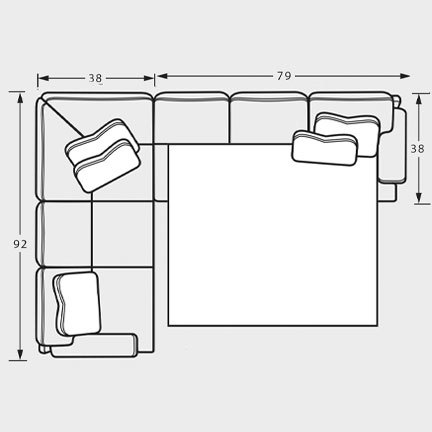 Layout B: Two Piece Sleeper Sectional 92" x 117"