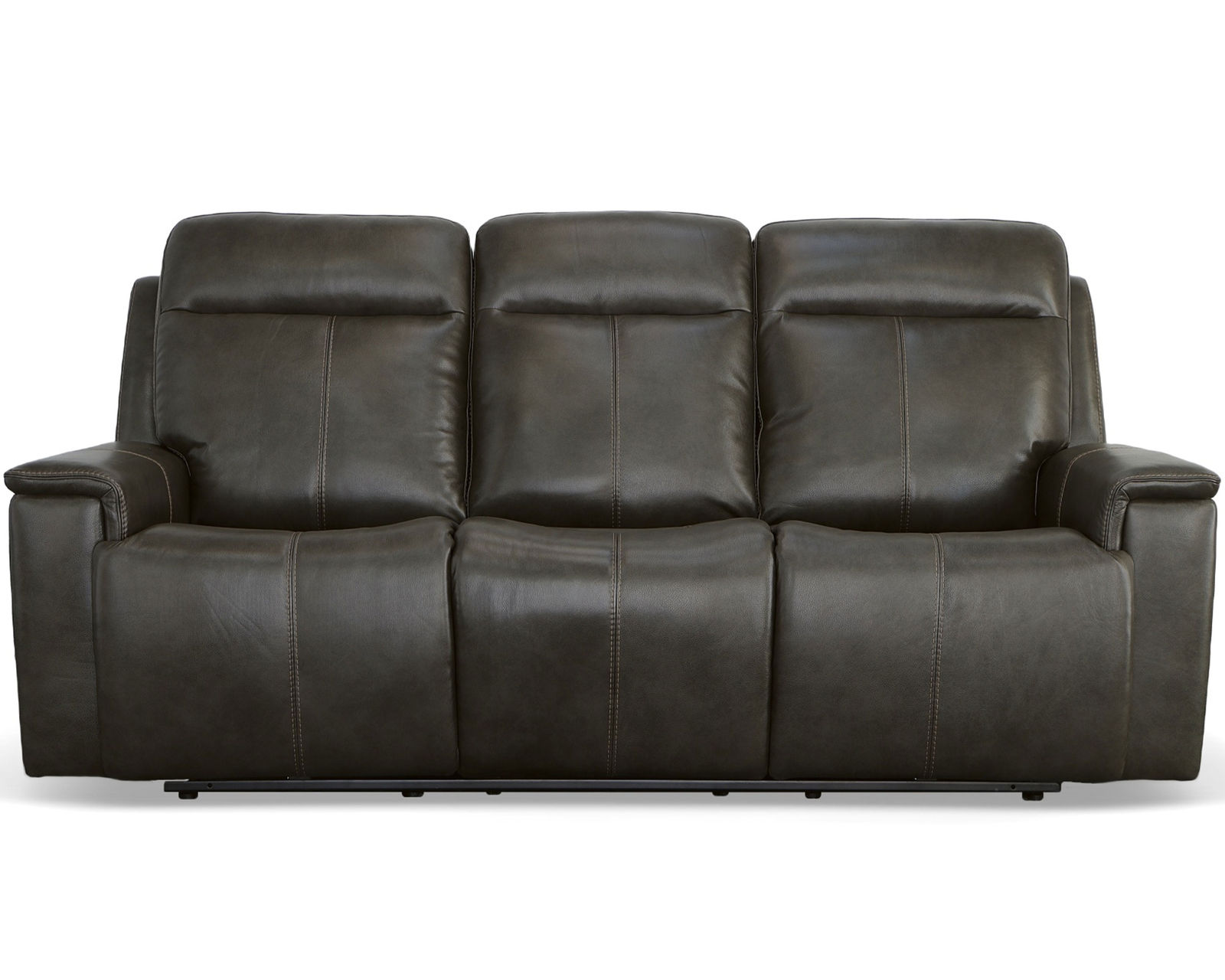 Odell Power Reclining Loveseat with Console, Power Headrests & Lumbar(Dark gray leather) in stock - Odell Power Reclining Sofa with Power Headrests & Lumbar