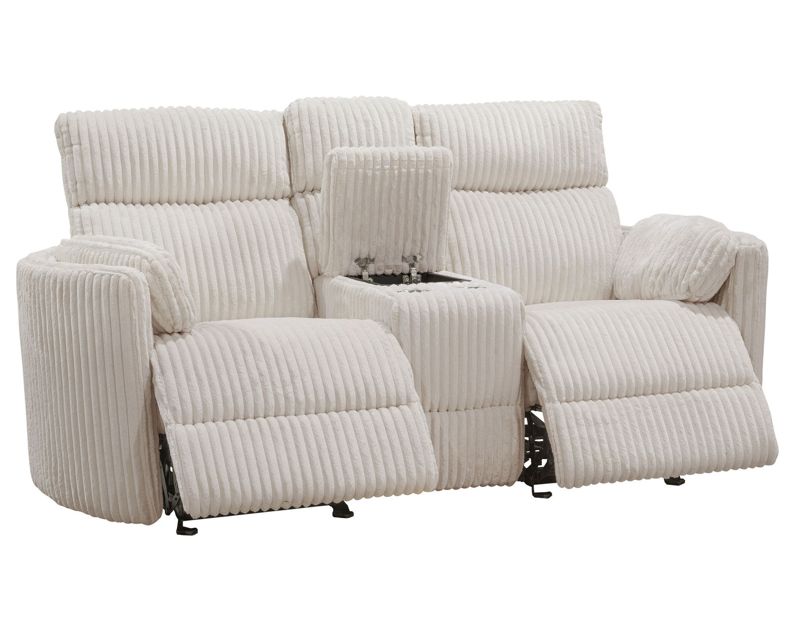 Radius 88" Power Gliding Reclining Sofa Ivory (In stock - Fast shipping) - Radius Ivory Power Reclining Glider Console Loveseat