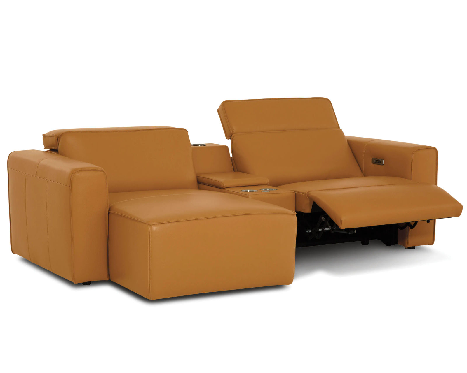 Colton 44007 Power Headrest Power Reclining Sectional (+100 leathers) - Layout A: Three Piece Chaise Reclining Sectional 62" x 97"