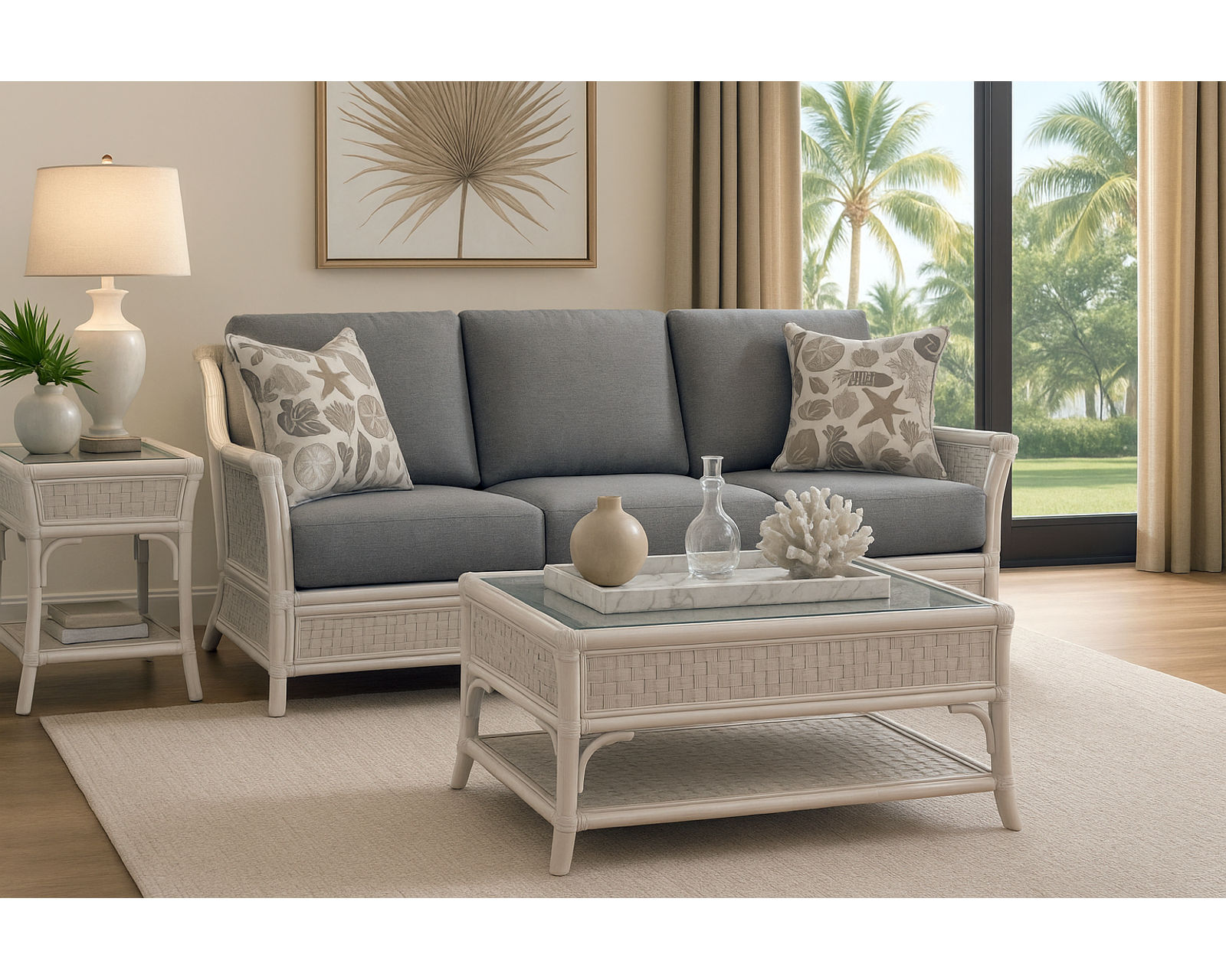 Boca 78" Rattan Sofa Grey (+28 finishes +69 fabrics) - Boca 78" Rattan Sofa