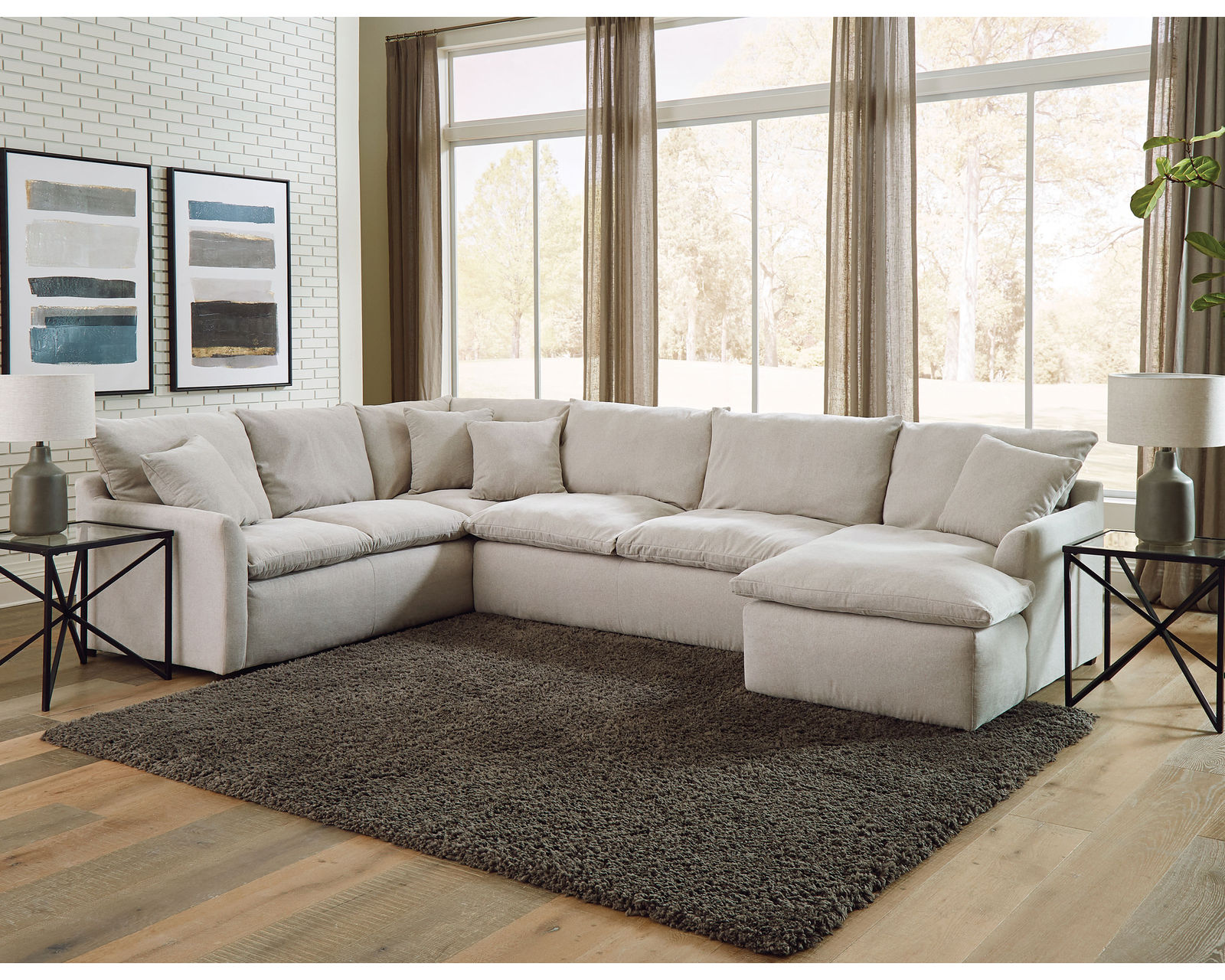 Harper 1345 Stationary Sectional (Relaxed living) - Layout G: Three Piece Sectional (Ottoman Available) 96" x 144" x 59"