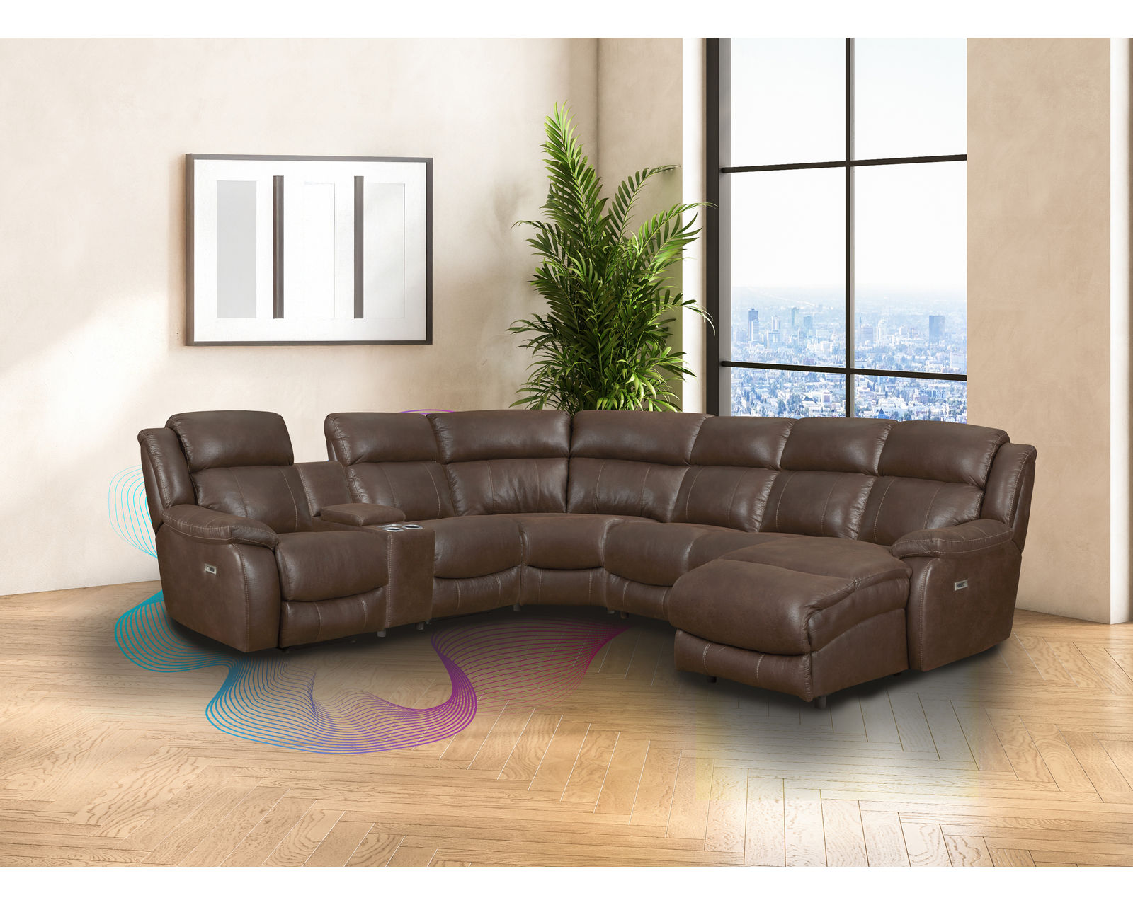 Sawyer Seven Piece Power Reclining Chaise Sectional (In stock)  116" x 158" - Sawyer Seven Piece Power Reclining Chaise Sectional (In stock)  116" x 158"