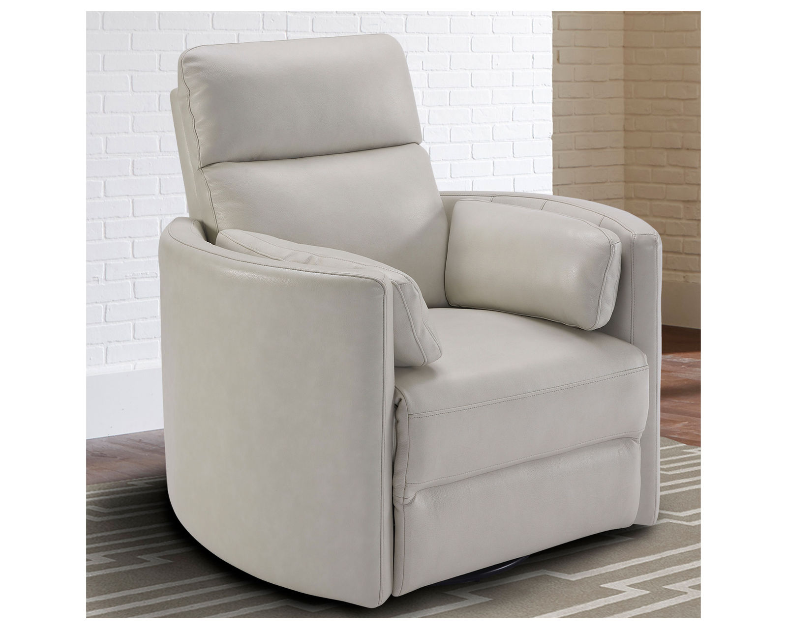 Radius FreeMotion Cordless Power Swivel Glider Recliner (Battery Operated) in Ivory Leather (In stock - Fast shipping) - 100% Genuine Top Grain Leather Everywhere Your Body Touches