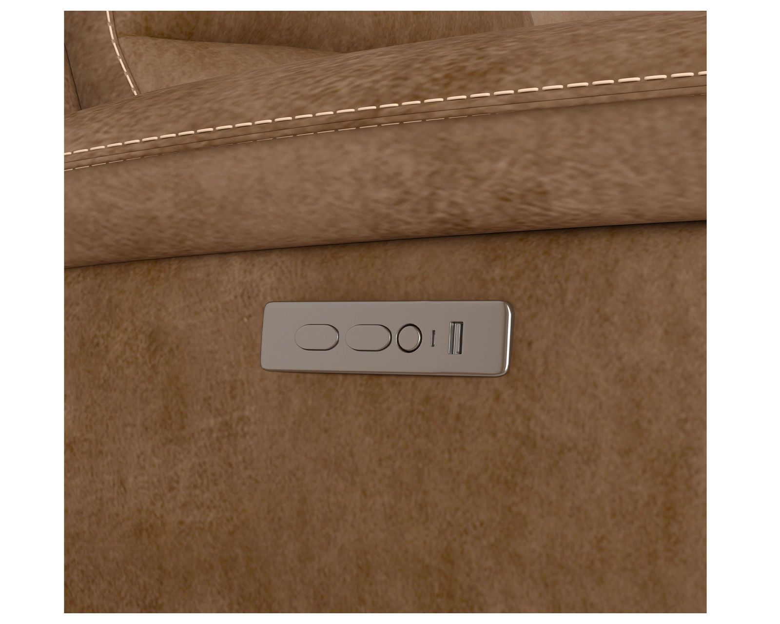 Beau 1011 Power Headrest Power Reclining Console Loveseat (Caramel faux leather fabric) in stock - Independent buttons control power recline and power headrest