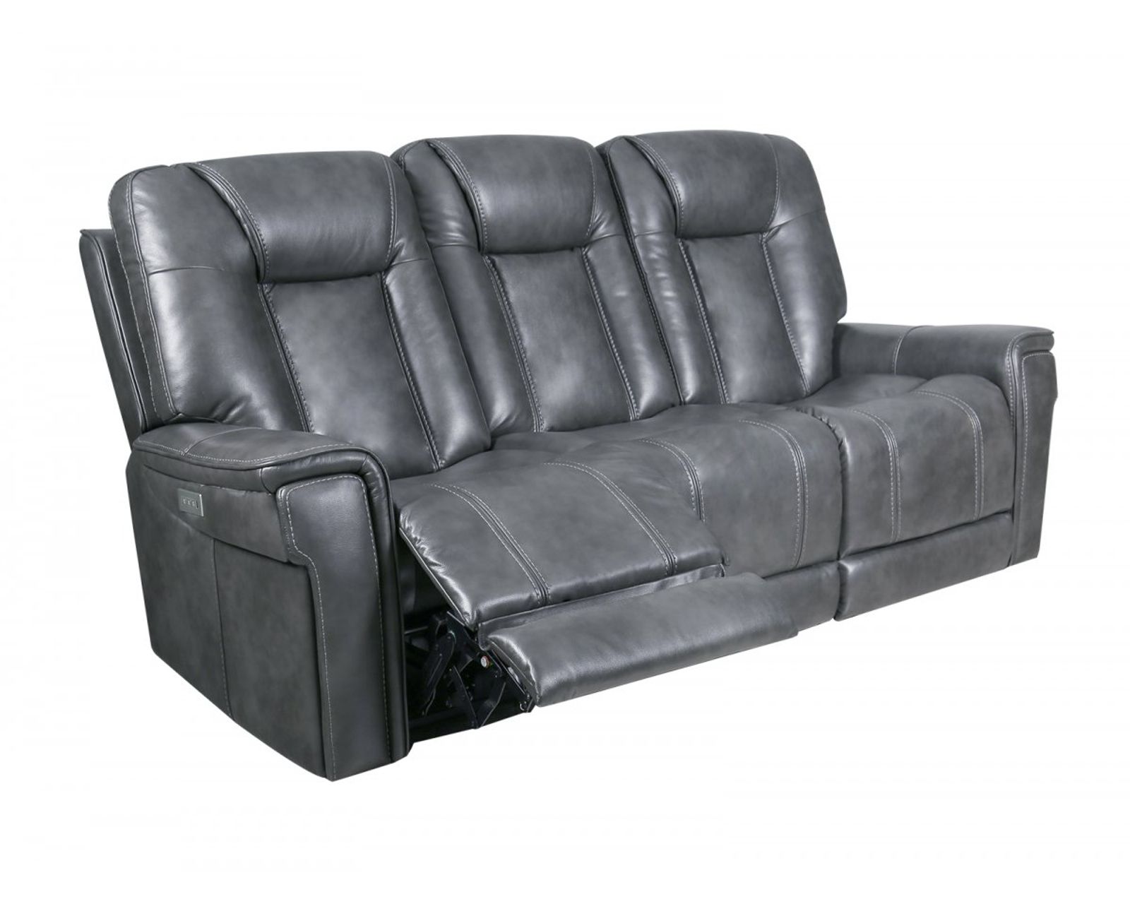  Sanibel 88" Sofa w/Power Recline, Power Head Rests & Power Lumbar (Lay Flat) Storm Leather (In stock) - Sanibel Sofa w/Power Recline, Power Head Rests & Power Lumbar (Lay Flat) - Storm