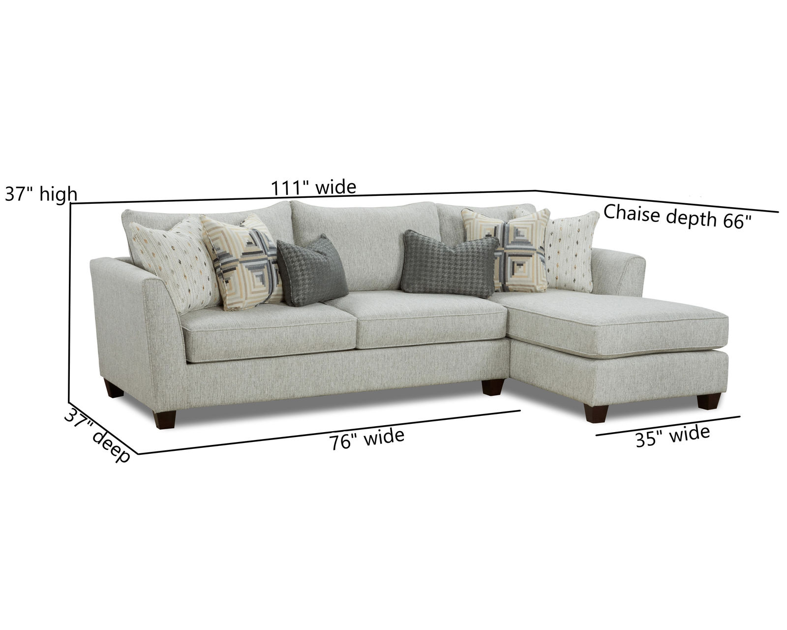  Palm Beach 114" Chaise Sofa Sectional (includes pillows) - performance fabric - (b) Palm Beach 111" Chaise Sofa Sectional - 28-21R, 26L