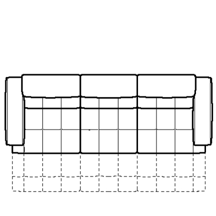 Layout A: Three Piece Reclining Sectional (3 recliners) 114" wide