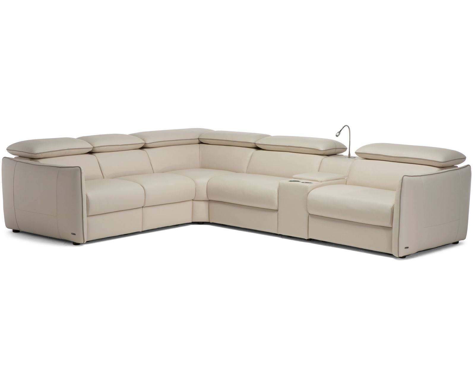 Meraviglia B995 Leather Reclining Sectional (+25 leathers) - Layout C: Six Piece Reclining Sectional (3 Recliners) 97" x 110"