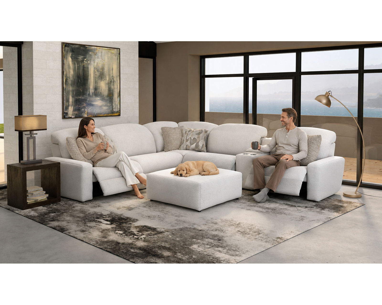 Terrence Modular Euro Styled Power Headrest Power Reclining Sectional (2 colors) - Relaxation Without Compromise.