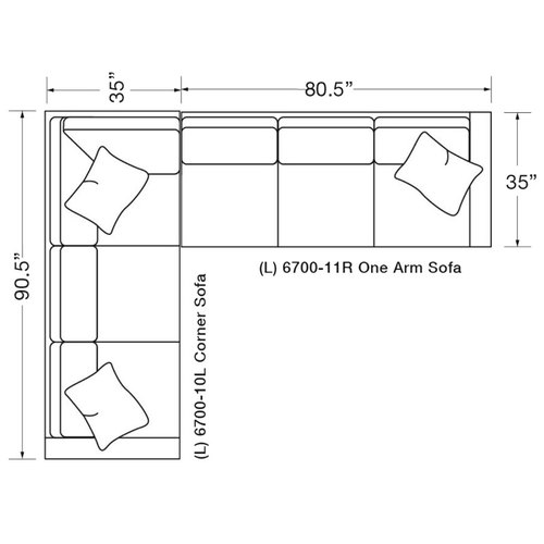 Layout A: Two Piece Sectional (90.5" x 111")