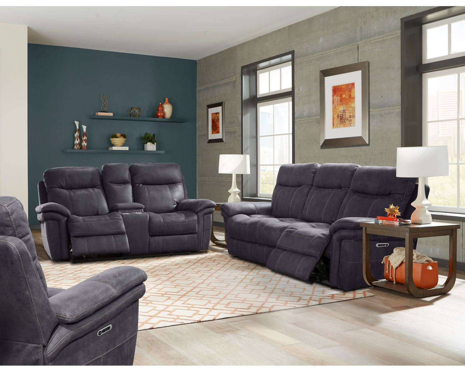 Mason 90" Power Headrest Power Reclining Sofa Charcoal (In stock - Fast shipping)