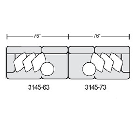 Layout B: Two Piece Sectional 152" x 44"