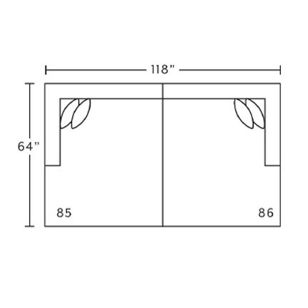 Layout C: Two Piece Sectional 64" x 118"