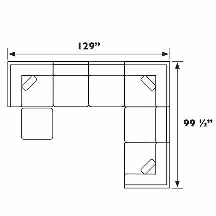 Layout G: Six Piece Sectional 129" x 99.5" (Ottoman Additional)