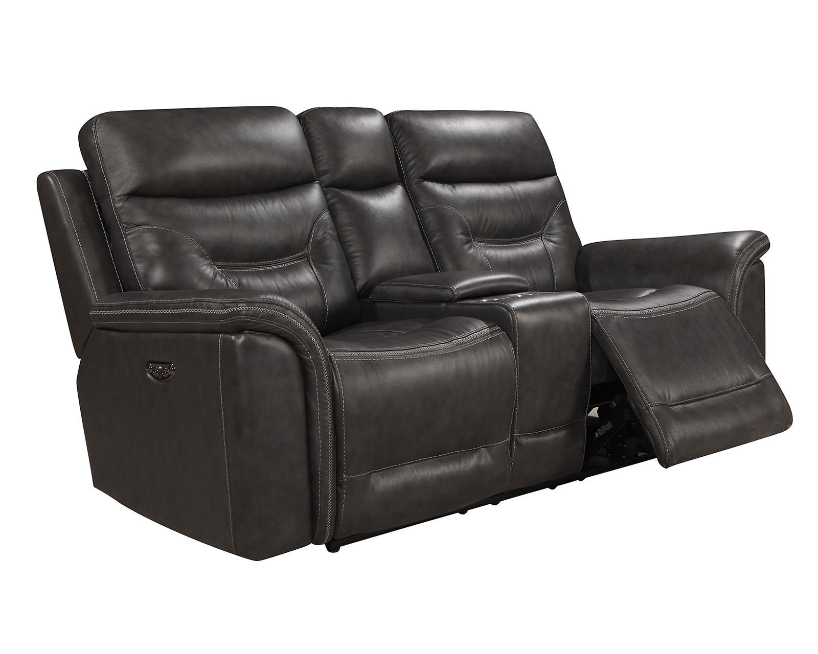 Bullard Leather Power Headrest Power Reclining Sofa - Bullard Leather Power Headrest Power Reclining Console Loveseat