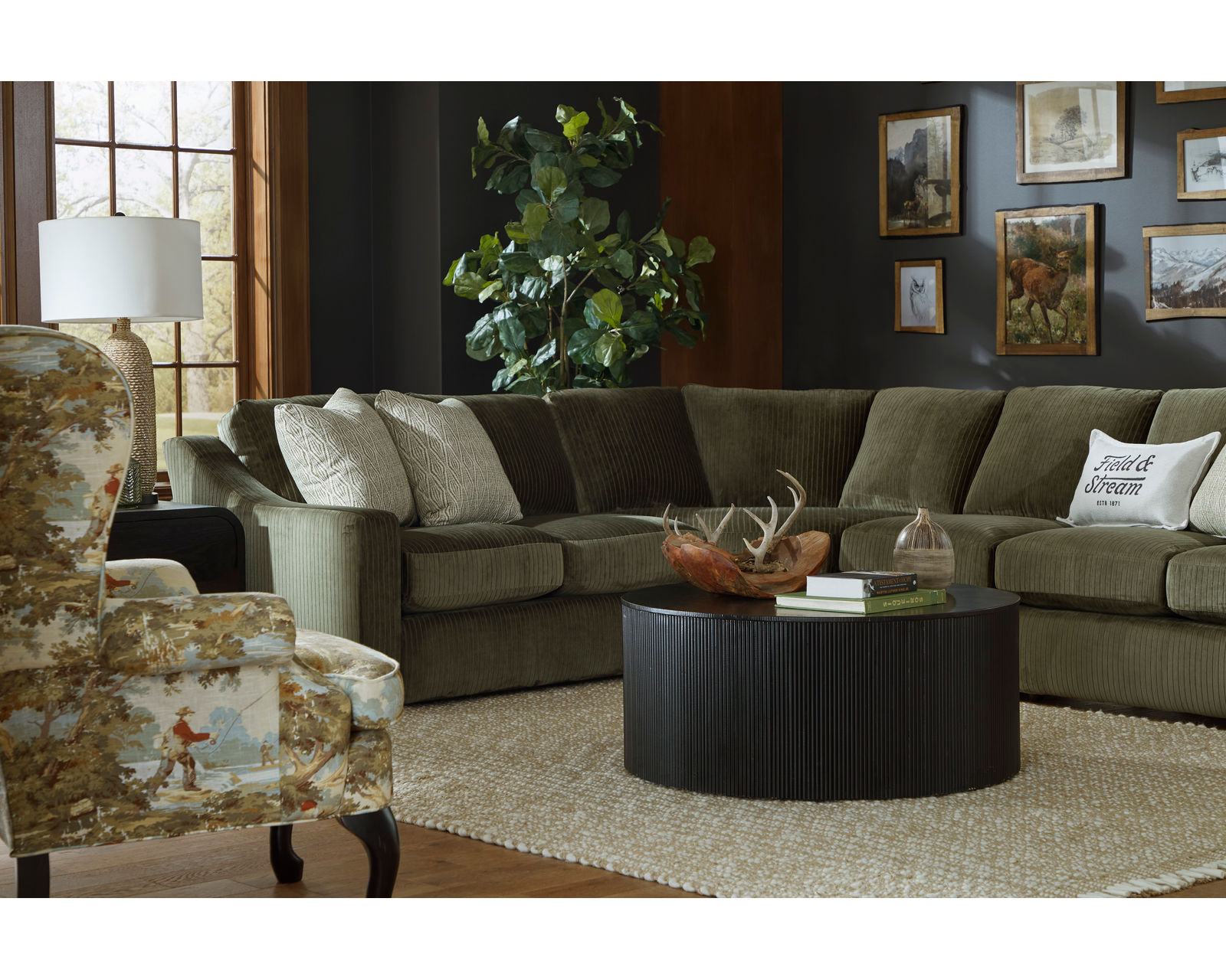 🎣 Caverra Stationary Sectional (+65 fabrics) - Layout E: Four Piece Sectional 105" x 129"