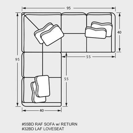 Layout A: Two Piece Sectional 95" x 95"