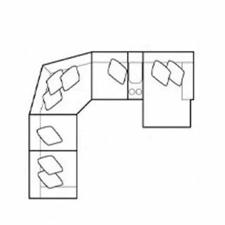 Layout H: Six Piece Reclining Sectional 127" x 141" x 64" (1 Recliner + Power Chaise)