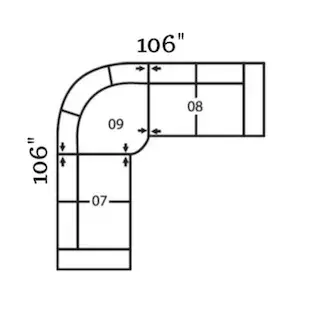 Layout I: Three Piece Sectional 106" x 106"